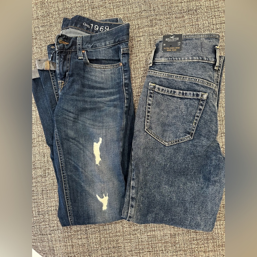 NWT Hollister Women’s ultra high rise dark jeans & FUC distressed Gap jeans